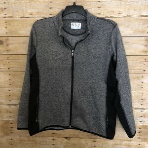 Marc New York Women's Black Herringbone Fleece Lined Knit Jacket - Size XL - MNY